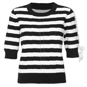 NWT Cabi Spring 21 Runway Pullover Sweater 5832 Black and White Striped size S